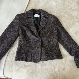 Calvin Klein Stretch Black Brown tweed Blazer size 8P